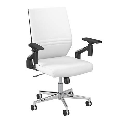 Broadview Mid Back Leather Office Chair In White Bonded Leather