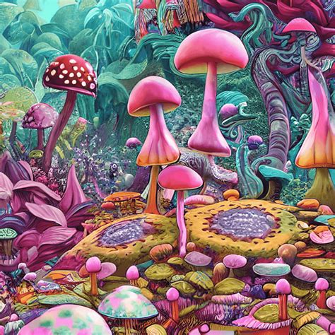 Psychedelic Mushroom Kingdom Land · Creative Fabrica