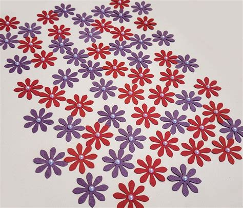 60 1 Inch Flowers Paper Cut Outs Cut Outs Red Paper Flower
