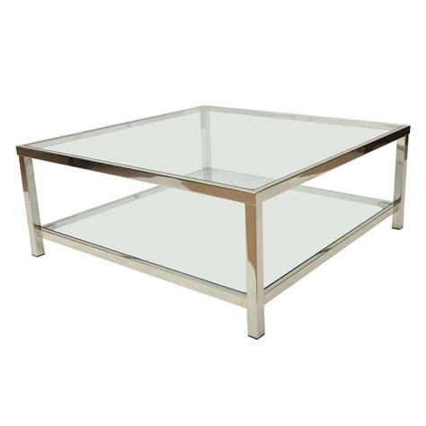 Chrome And Glass Square Coffee Table At 1stdibs