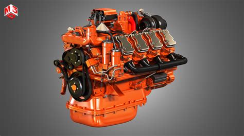 3d Model Dc16 Truck Engine V8 Diesel Engine Cgtrader