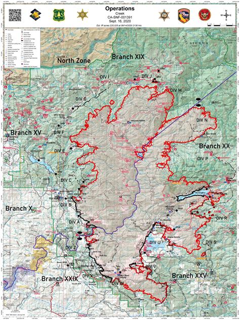 Sierra National Forest Creek Fire Operations Map For Wednesday