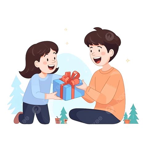 Madre E Hijo Intercambiando Regalos Celebrando El Día De Navidad Png Familia De Navidad