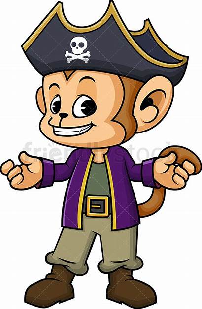 Pirate Cartoon Monkey Clipart Vector Pirates Clip