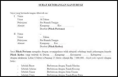 Surat Keterangan Ganti Rugi Beserta Contohnya Arsip Info