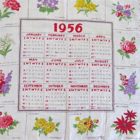 Calendar 1956 Time Table