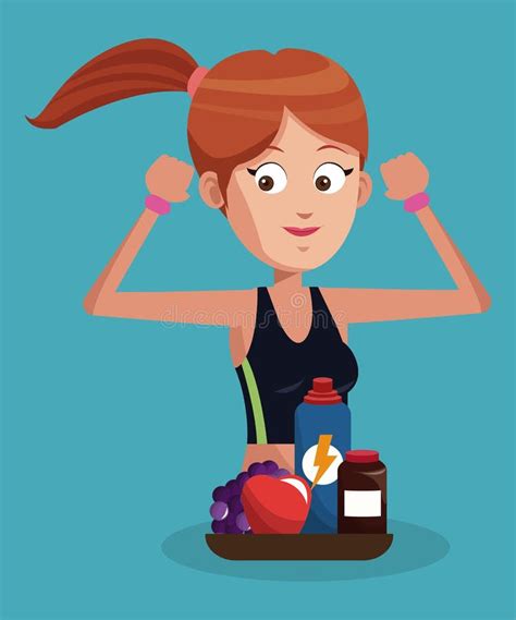 Yougn Woman Healthy Lifestyle Cartoons Stock Vector Illustration Of