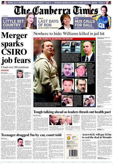 Canberra Times Front Page