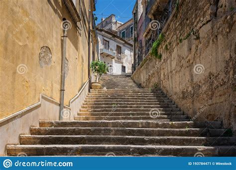 Old Staircase Between Walls In The Historic Center Of A City On Sicily