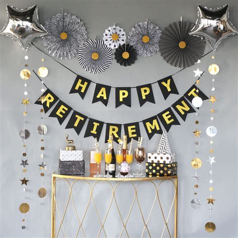Buy Retirement Party Decorations Supplies Black And Gold Happy