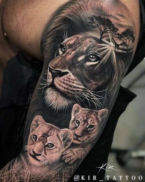 Lioness And Cub Tattoo Lion Cub Tattoo Big Cat Tattoo Lion Head