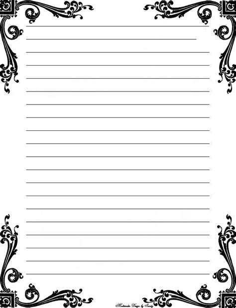 Free Printable Stationery Templates Deco Corner Lined Stationery