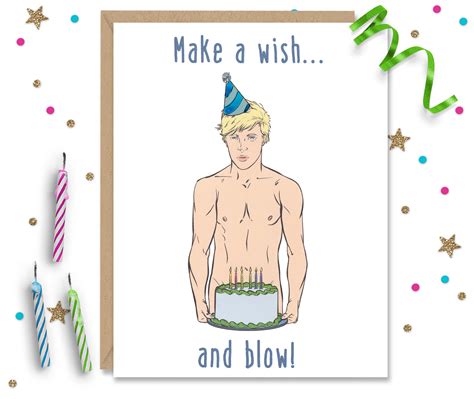 Make A Wish And Blow Funny Birthday Card Gay Greeting Card