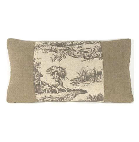 Popular since the 1700's, this timeless toile print features figures posing in. French Country Burlap Grey Toile Toss Pillow 13.5x26 ...