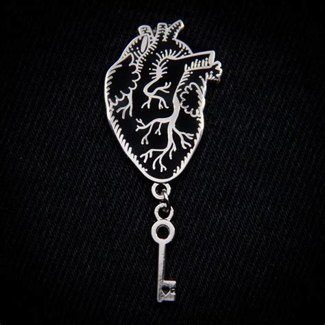 Ectogasm Gothic Anatomical Heart Enamel Pin In Heart Enamel Pin Silver Anatomical Heart