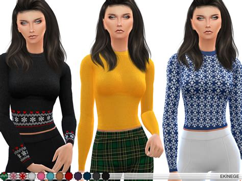 The Sims Resource Mock Neck Long Sleeve Crop Top