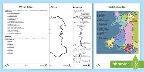 Welsh Cities And Counties Map Activity Teacher Made