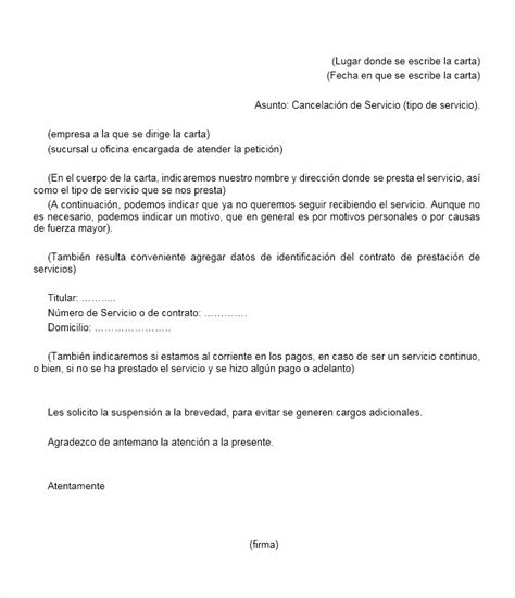 Carta De Cancelación De Servicio Ejemplos Y Formatos Word Pdf