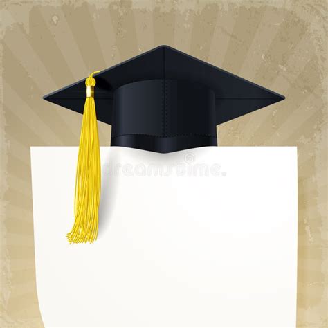 Graduate Cap With Diploma On A Background Of A Gold Stars Stock Vector