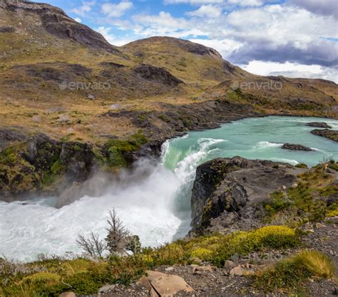 Salto Grande Waterfall At Torres Del Paine National Park Patagonia