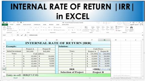 Calculating The Internal Rate Of Return Irr Using Excel Youtube Hot