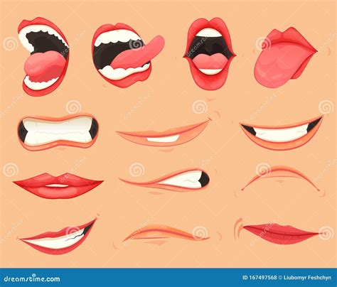 Set Mouth Emotions Animation Lip Sync Animated Phonemes For Woman Character Sign Mouths With