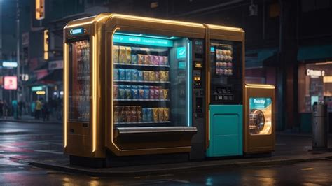 Premium Ai Image Futuristic Vending Machine In Cyberpunk City