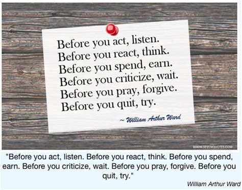 Before You Act Listen Before You React Think Before You Spend