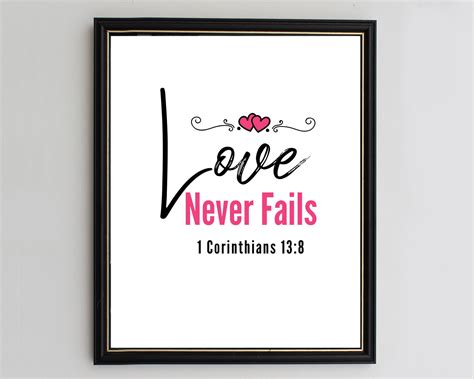 Love Never Fails Bible Verse Printable Wall Art 1 Etsy