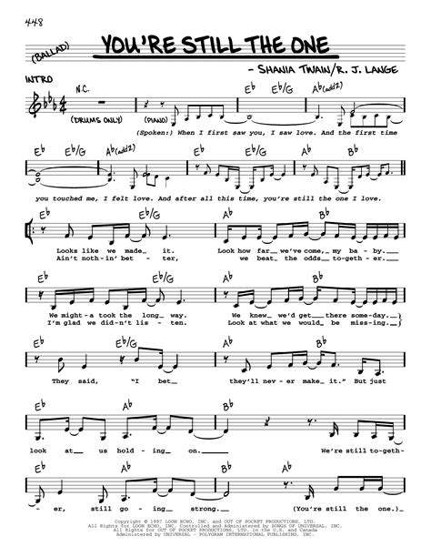 Youre Still The One Sheet Music Shania Twain Real Book Melody Lyrics And Chords