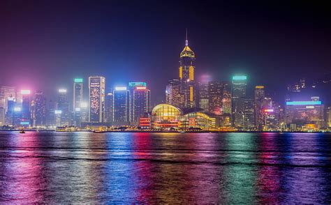 Hd Wallpaper Photograph Of City Hong Kong Skyline Nightscape 4k