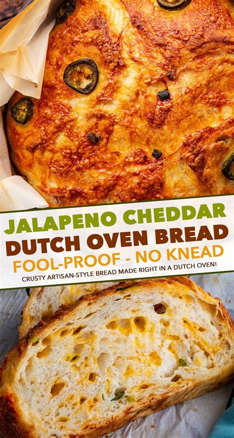 Jalapeno Cheddar Dutch Oven Bread No Knead The Chunky Chef