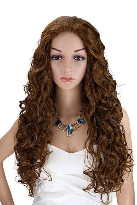 Kalyss Long Curly Wavy Brown Wigs For Women Heat Resistant Synthetic