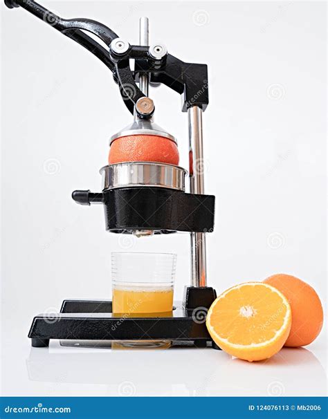 Making Fresh Orange Juice Stock Image Image Of Closeup Juicer