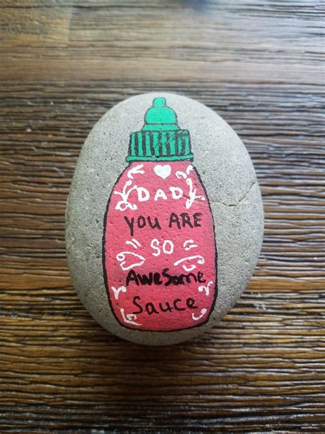 Fathers Day Rock Painting By Rebeca Page Fathers Day Art Hand