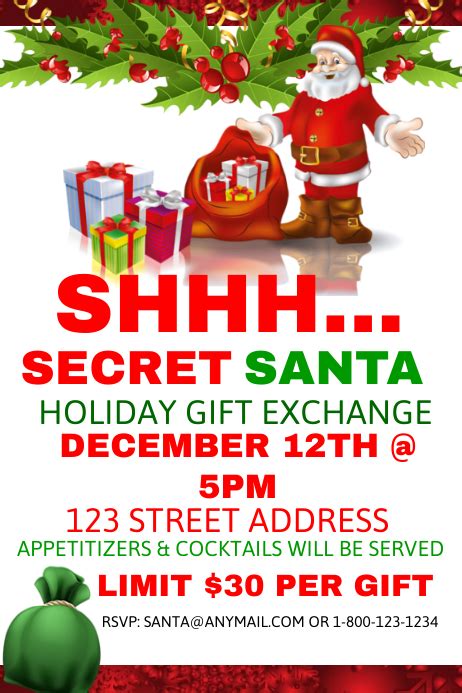 Secret Santa Holiday T Exchange Template Postermywall