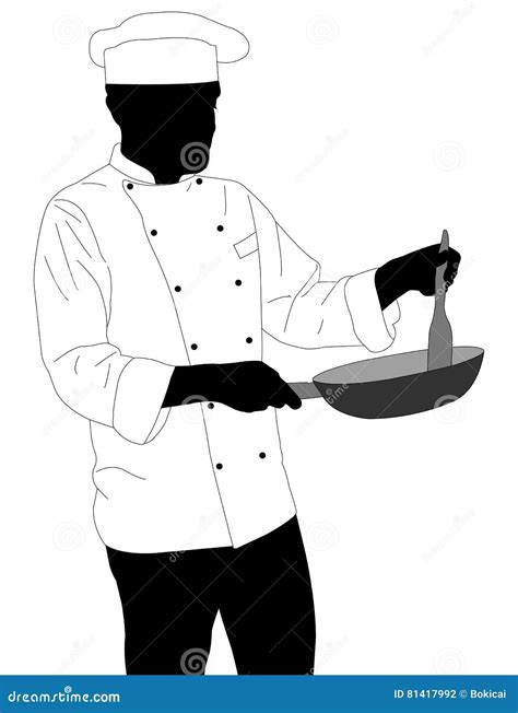 Cocinero Que Prepara La Comida En Silueta Del Sart N Ilustraci N Del Vector Ilustraci N De