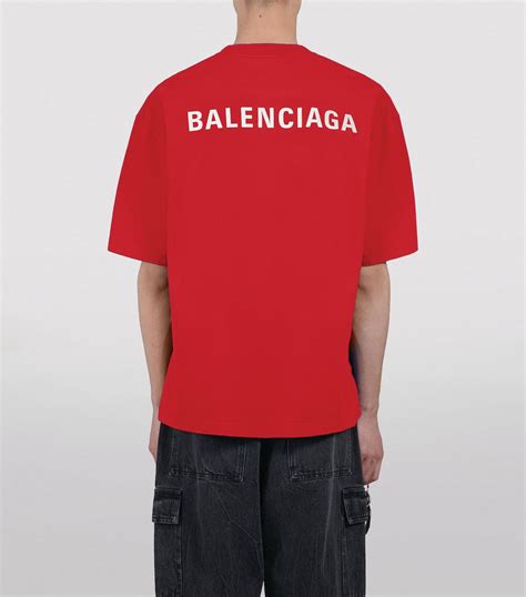 Mens Balenciaga Red Logo T Shirt Harrods Uk