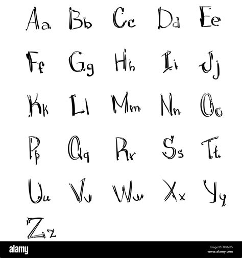 Alphabet Small Capital Letters Collection Sketch Hand Drawn Set Stock