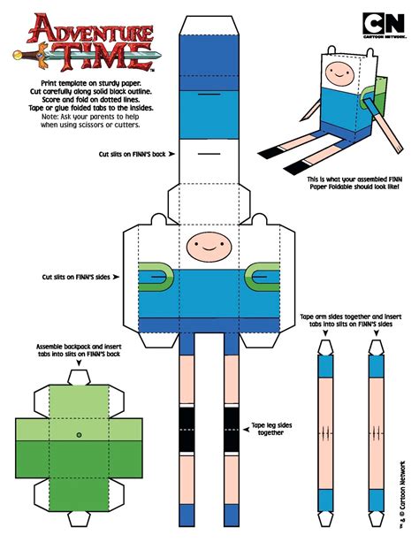 Finn Adventure Time Papercraft Cubeecrafts Paper Toys Paper Toys