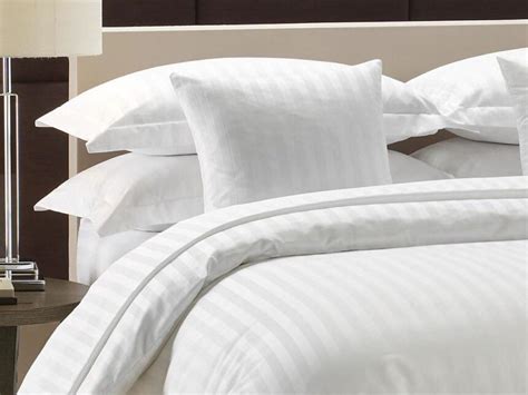 Dreyer 100 Cotton Sateen Stripe 300tc Classic Duvet Cover Set White