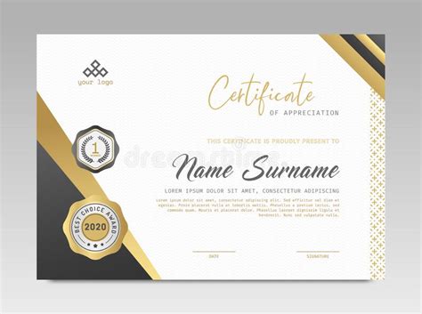 Modern Design Certificate Black And Gold Certificate Template Awards