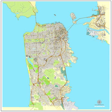 San Francisco California Us Exact Map Adobe Pdf