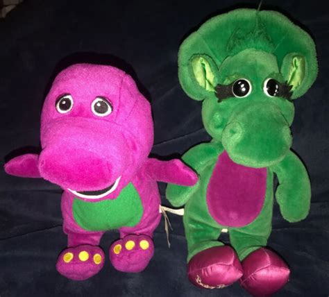 Barney And Baby Bop 2pc Lot Vintage 1992 Purple Dinosaur Plush Stuffed