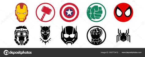 Logos Icon Most Famous Superheroes Marvel Avengers Thanos Iron Man