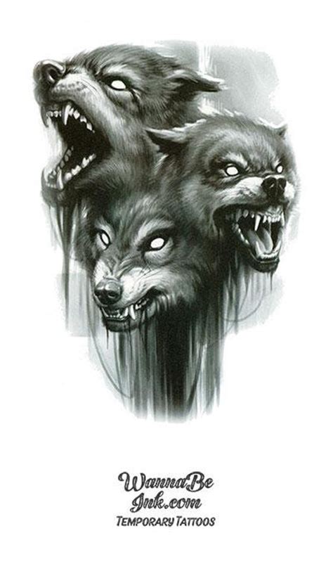 3 Snarling Gray Wolves Best Temporary Tattoos Etsy Uk