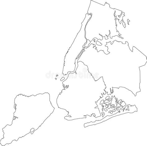 Boroughs Of New York City Outline Map Stock Vector Illustration Of