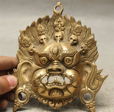 FREE Shipping Tibet Buddhism Copper Brass Vajra Mahakala Buddha Head