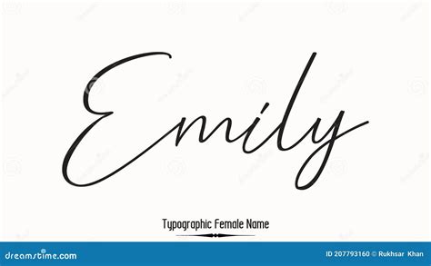 Emily Name Text Word With Love Heart Hand Written For Logo Typography