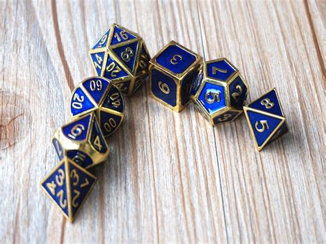 Royal Blue And Gold Dnd Dice Set For Dungeons And Etsy